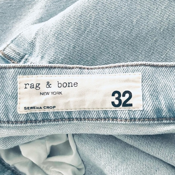Rag & Bone Serena Wide Leg Crop Raw Hem Jeans Light Blue Wyncote 32 - Picture 6 of 7